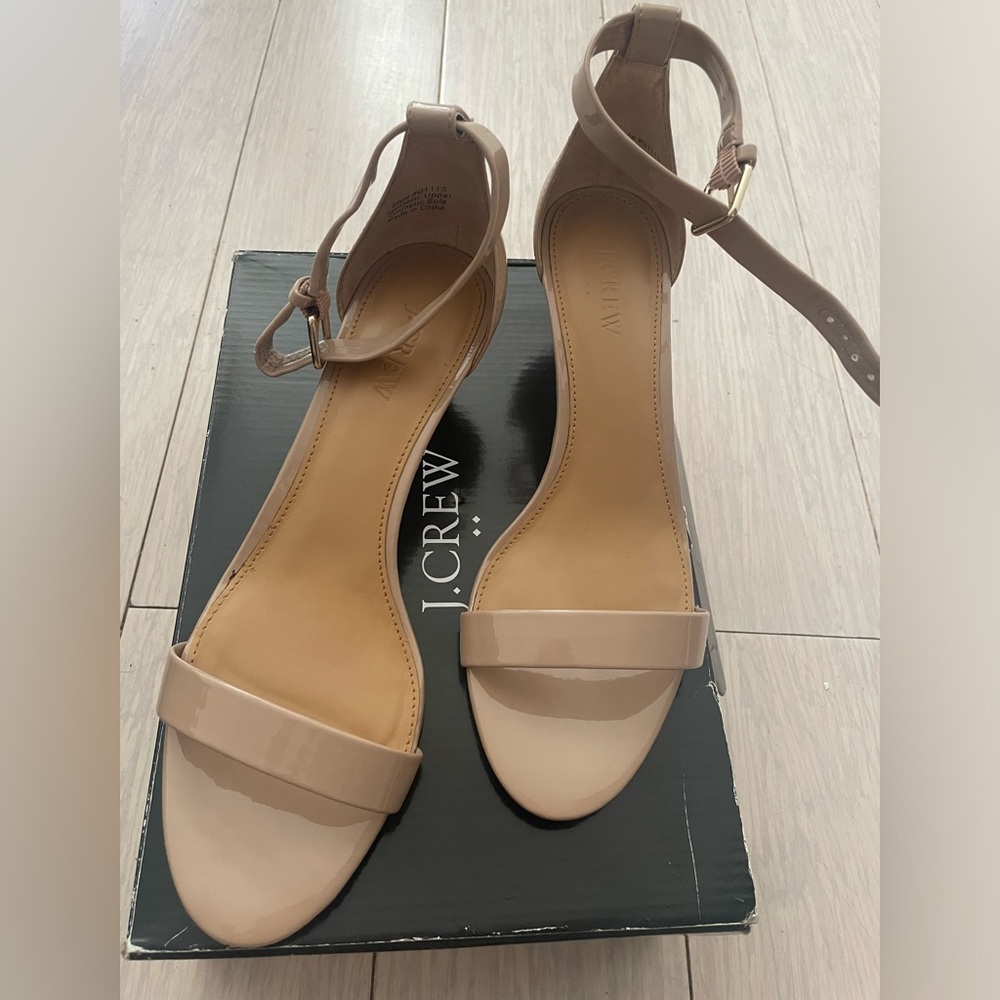 Patent sandals kitten heels jcrew. NIB